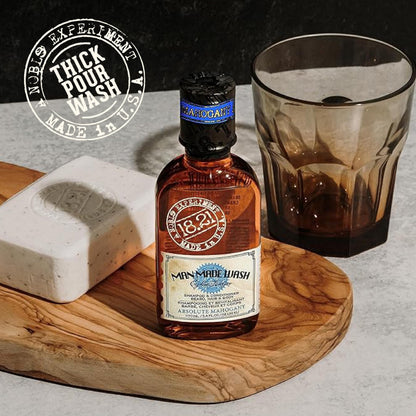 18.21 Man Made Original Absolute Mahogany 3-in-1 Body Wash, Shampoo, & Conditioner for Men, All Hair & Skin Types, Strengthens and Moisturizes in a Manly Aroma, 32oz