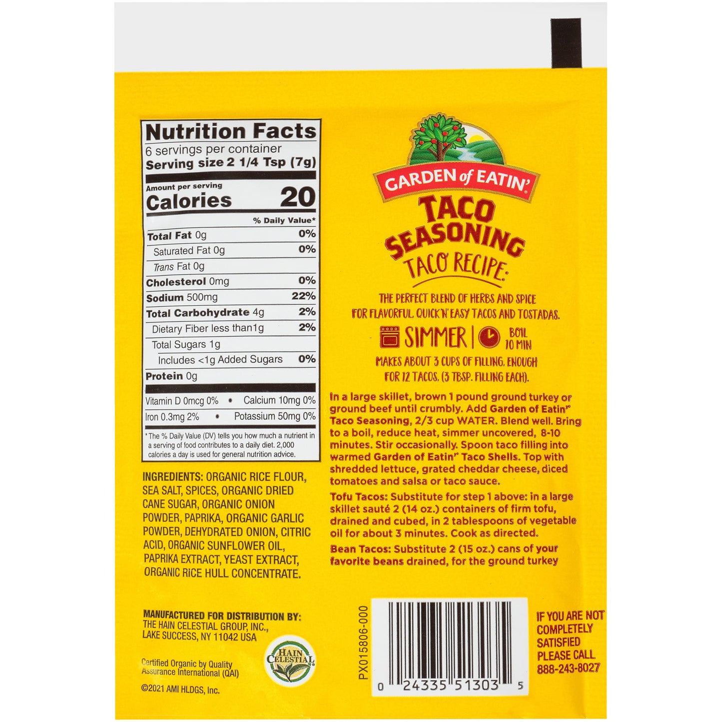 Garden of Eatin' Taco Seasoning, 1.4 oz. Packet (Pack of 12)