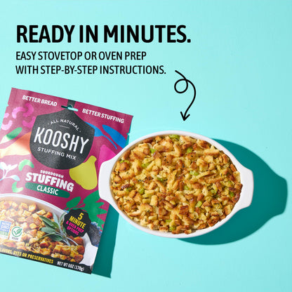 Kooshy Stuffing Mix | Sourdough Stuffing Mix | Vegan No Seed Oil Thanksgiving Dinner Side & Pantry Staple | Stove or Oven Prep (6 oz Bag | 3 Pack)