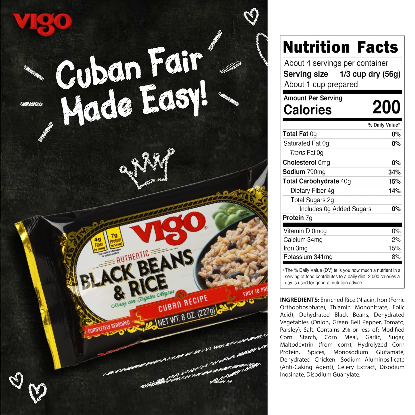 Vigo Authentic Black Beans & Rice, Low Fat, 8oz (Black Beans & Rice, Pack of 12)
