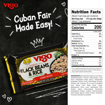 Vigo Authentic Black Beans & Rice, Low Fat, 8oz (Black Beans & Rice, Pack of 12)