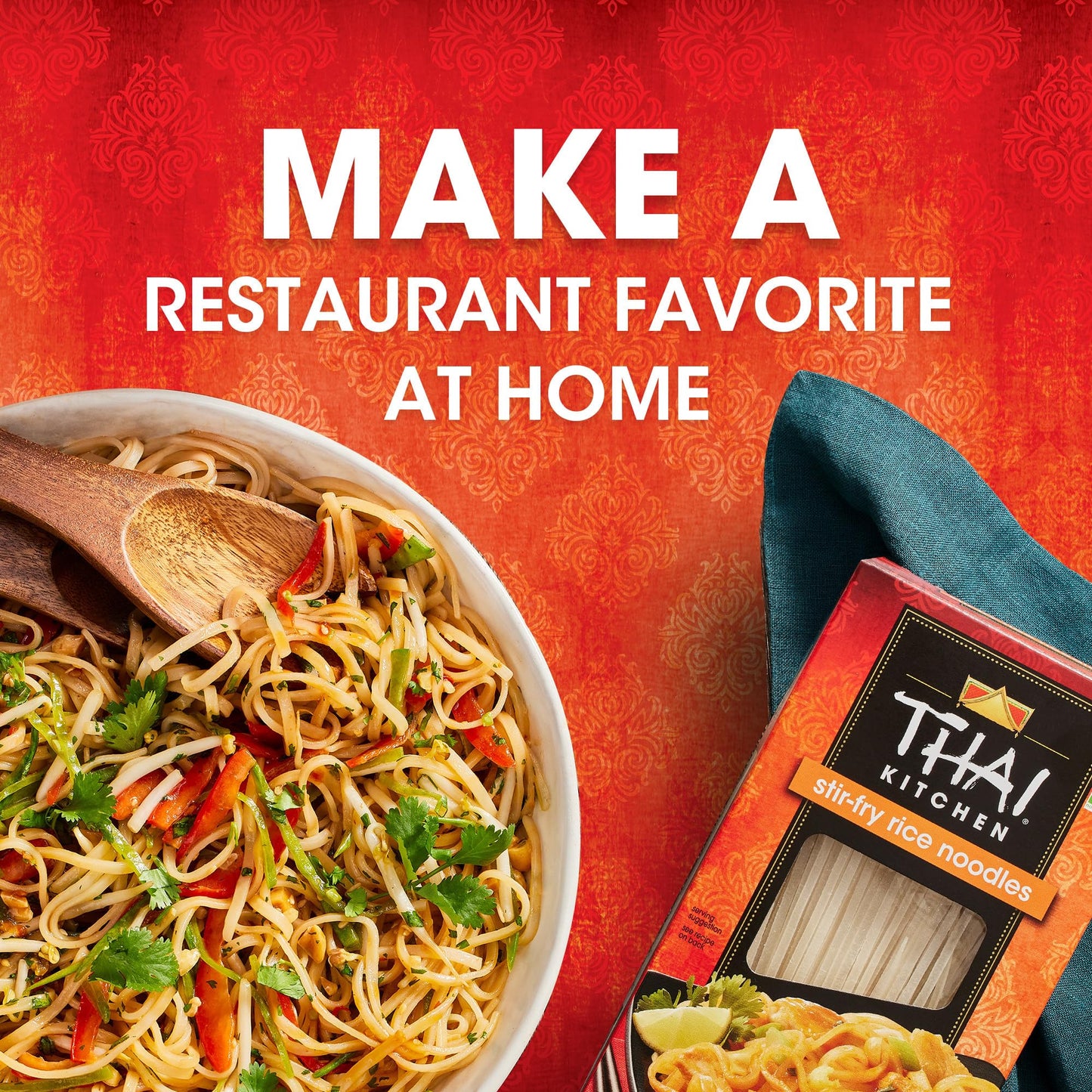 Thai Kitchen Stir Fry Rice Noodles, Gluten Free, Non GMO, Two Ingredients, Quick Cook, For Pad Thai and Other Stir-Fry Dishes, 14 oz