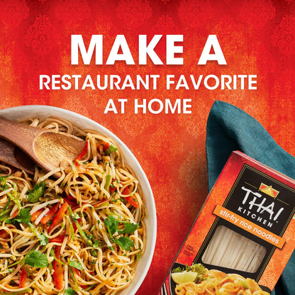 Thai Kitchen Stir Fry Rice Noodles, Gluten Free, Non GMO, Two Ingredients, Quick Cook, For Pad Thai and Other Stir-Fry Dishes, 14 oz