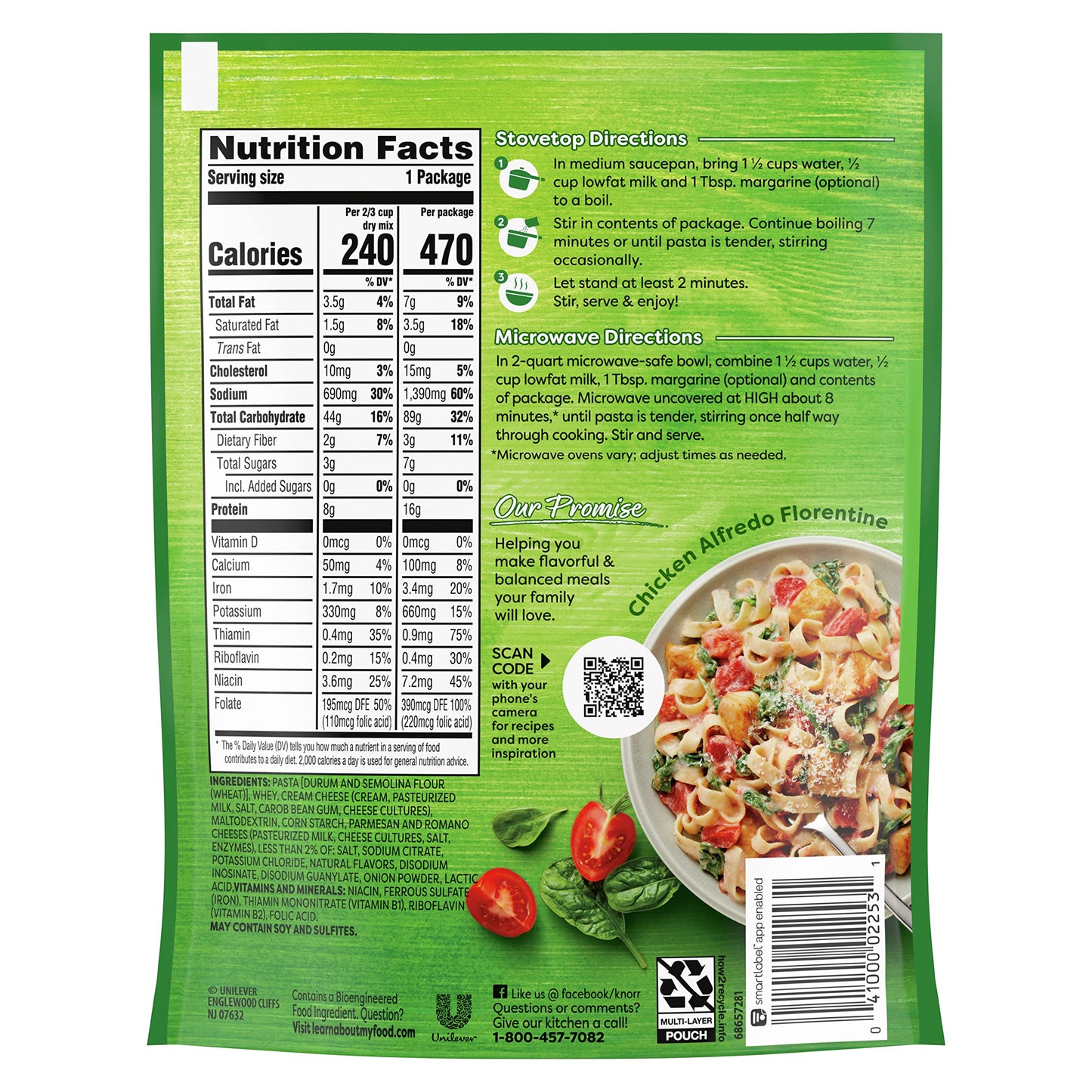 Knorr Pasta Side Dish 6 Count For Delicious Quick Pasta Side Dishes Alfredo Fettuccine No Artificial Flavors or Preservatives 4.4 oz