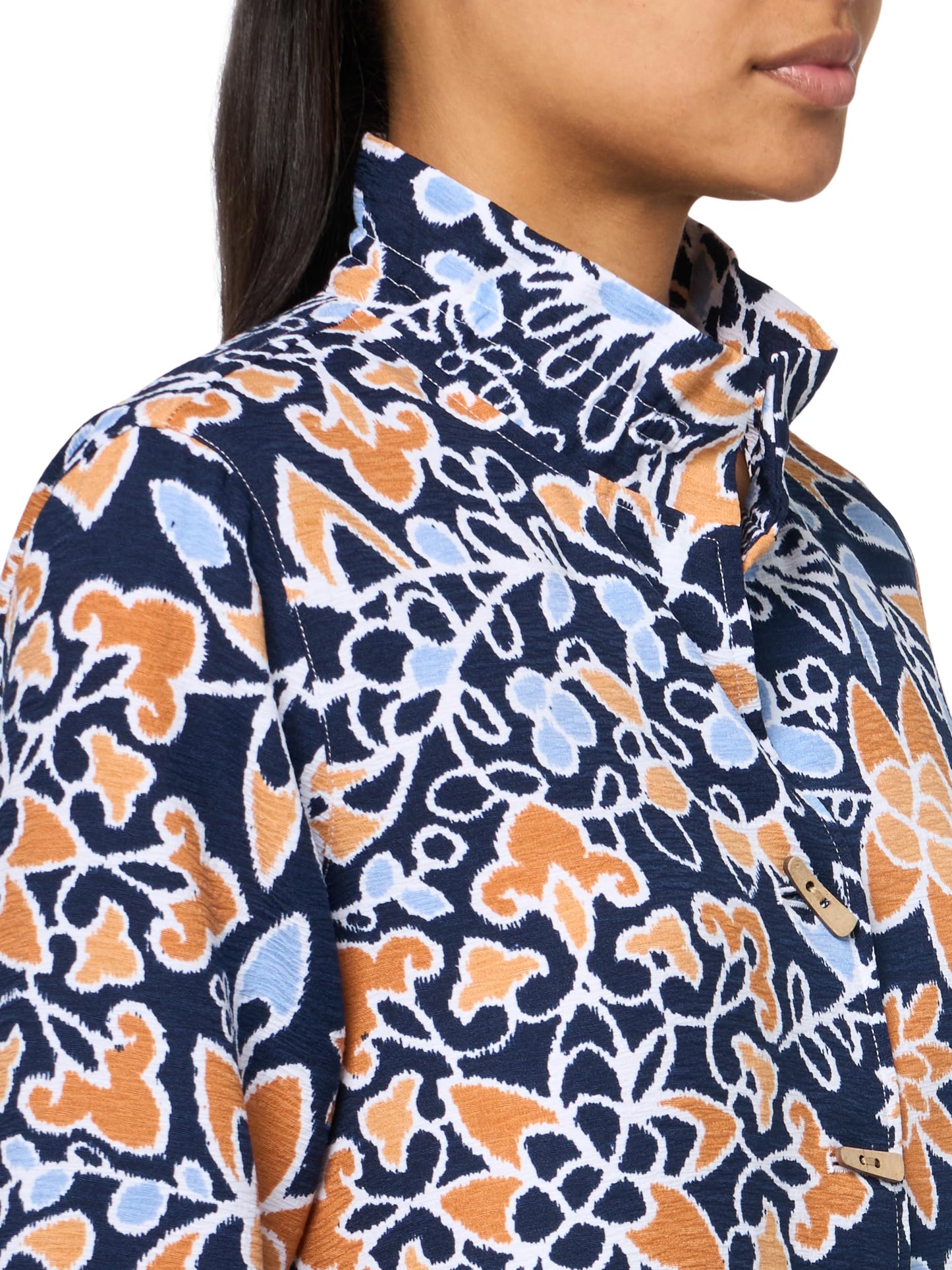 MULTIPLES Women's Three Quarters Flounce Sleeves Wire Collar Two-pocket Button Front Jacket