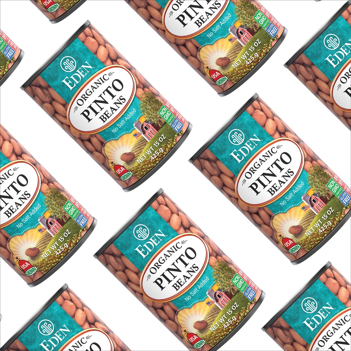 Eden Organic Pinto Beans, 15 oz Can (12-Pack), No Salt Added, Non-GMO, Gluten Free, Vegan, Kosher, U.S. Grown, Heat and Serve, Macrobiotic, Frijol Pinto