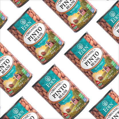 Eden Organic Pinto Beans, 15 oz Can (12-Pack), No Salt Added, Non-GMO, Gluten Free, Vegan, Kosher, U.S. Grown, Heat and Serve, Macrobiotic, Frijol Pinto