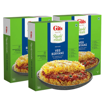 Gits Ready to Eat Veg Biryani, 795g (Pack of 3 X 265g Each)