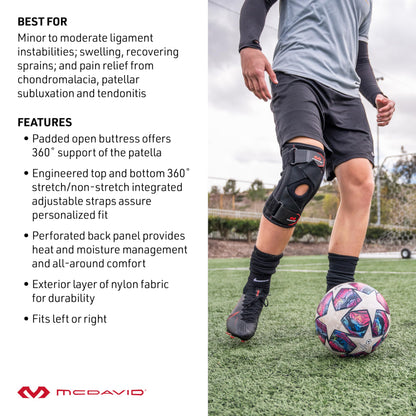 McDavid Knee Brace Support with Side Stays, Compression Knee Sleeve & Cross Straps for Patellar Tendon Support, Tendonitis, Arthritis Pain Relief, Recovery, Knee Brace for Men and Women