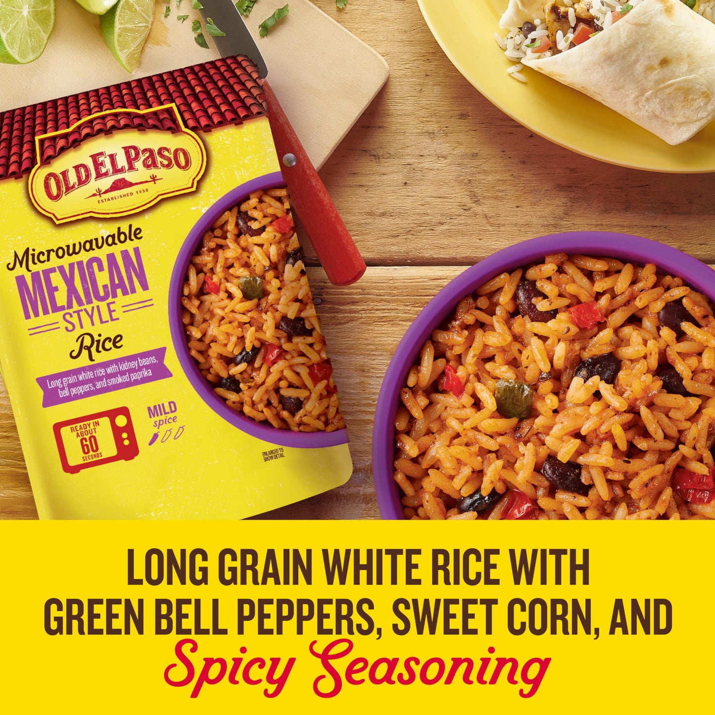 Old El Paso Rice, Mexican Style Rice, Microwavable Pouch, 8.8 oz