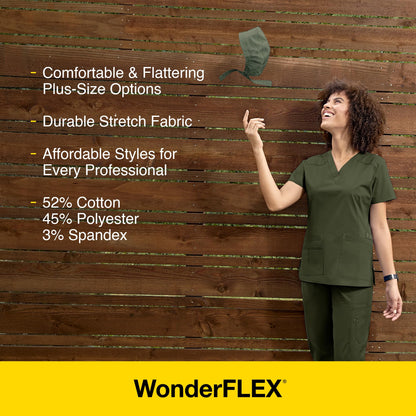 WonderWink Women's Wonderflex Verity Scrub Top, Ceil Blue, Medium