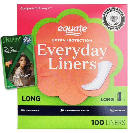Everyday Liners - Long - 100 Liners with Active Coverage and Vital Volumes Tips Card Bundle