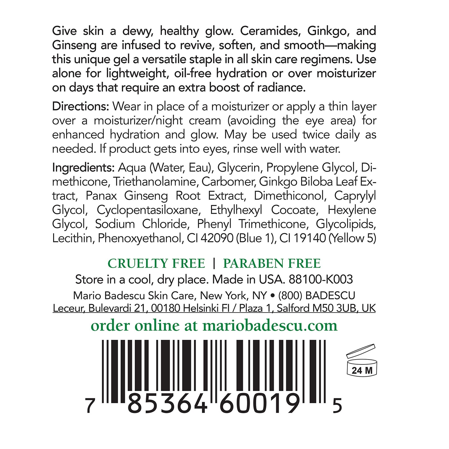 Mario Badescu Herbal Hydrating Serum for All Skin Types |Oil Free Serum that Leaves Skin Supple |Formulated with Ceramides & Gingko Extract| 1 FL OZ