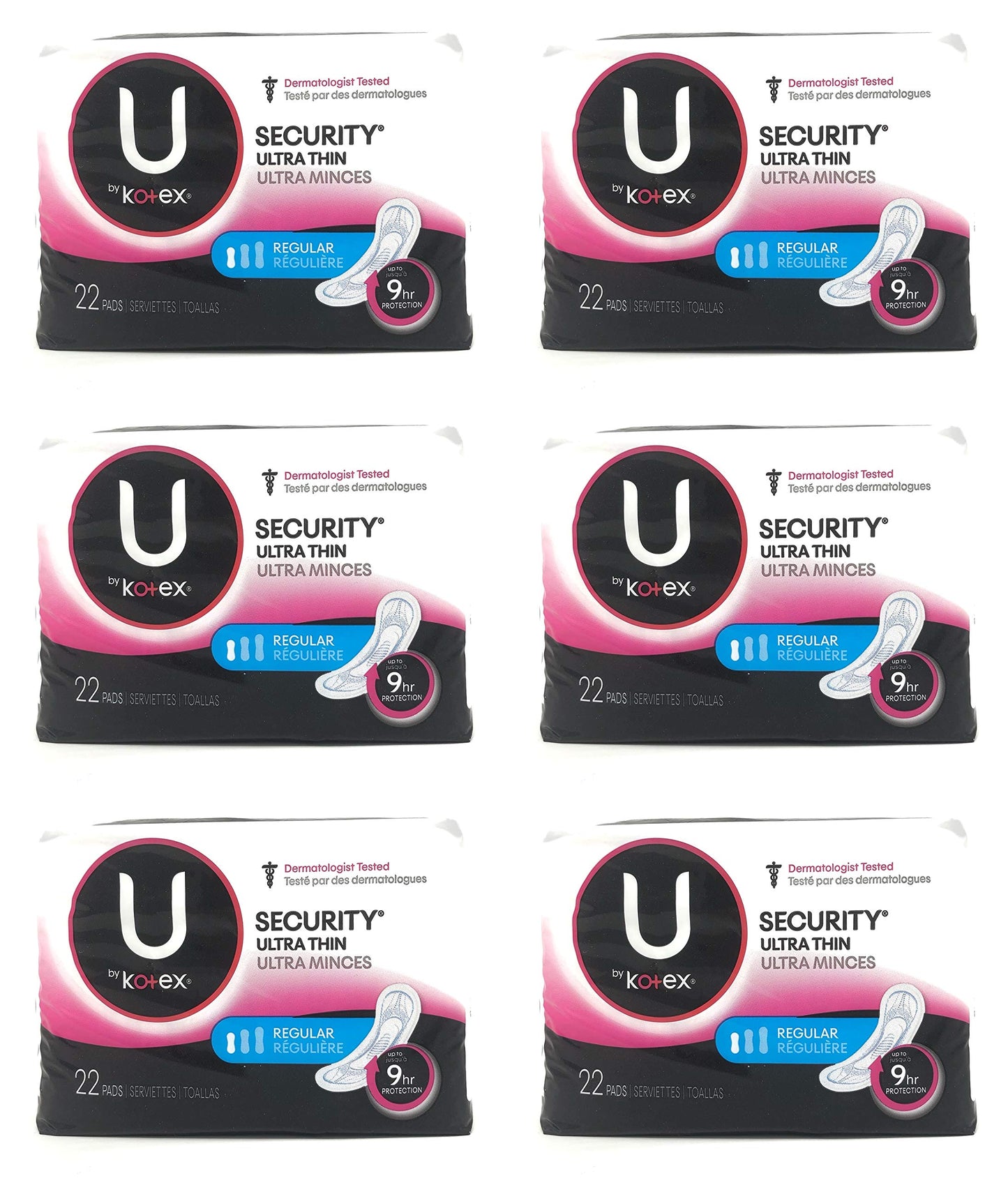 U By Kotex Security Ultra Thin Regular With Wings 22ct