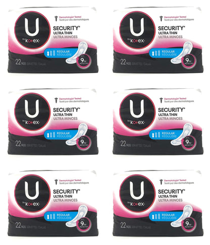 U By Kotex Security Ultra Thin Regular With Wings 22ct