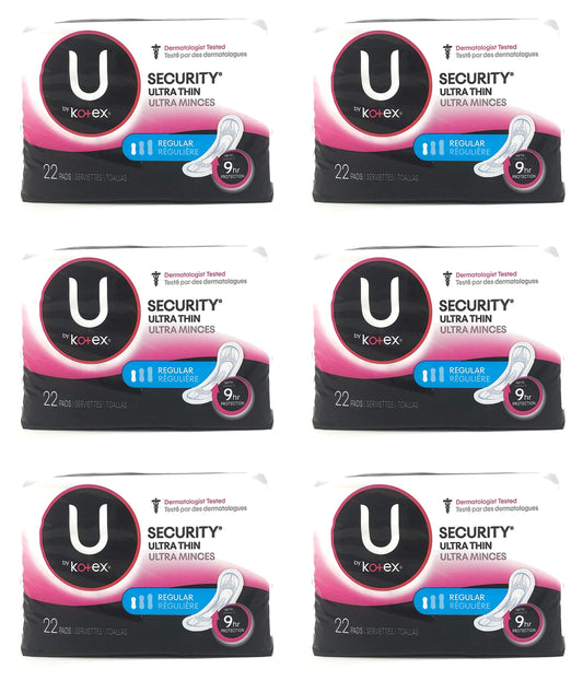 U By Kotex Security Ultra Thin Regular With Wings 22ct