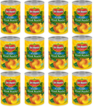 Del Monte Sliced Yellow Canned Peaches in Extra Light Syrup, 15 oz Can (Pack of 12 Cans)