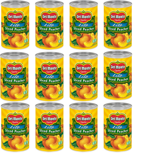 Del Monte Sliced Yellow Canned Peaches in Extra Light Syrup, 15 oz Can (Pack of 12 Cans)