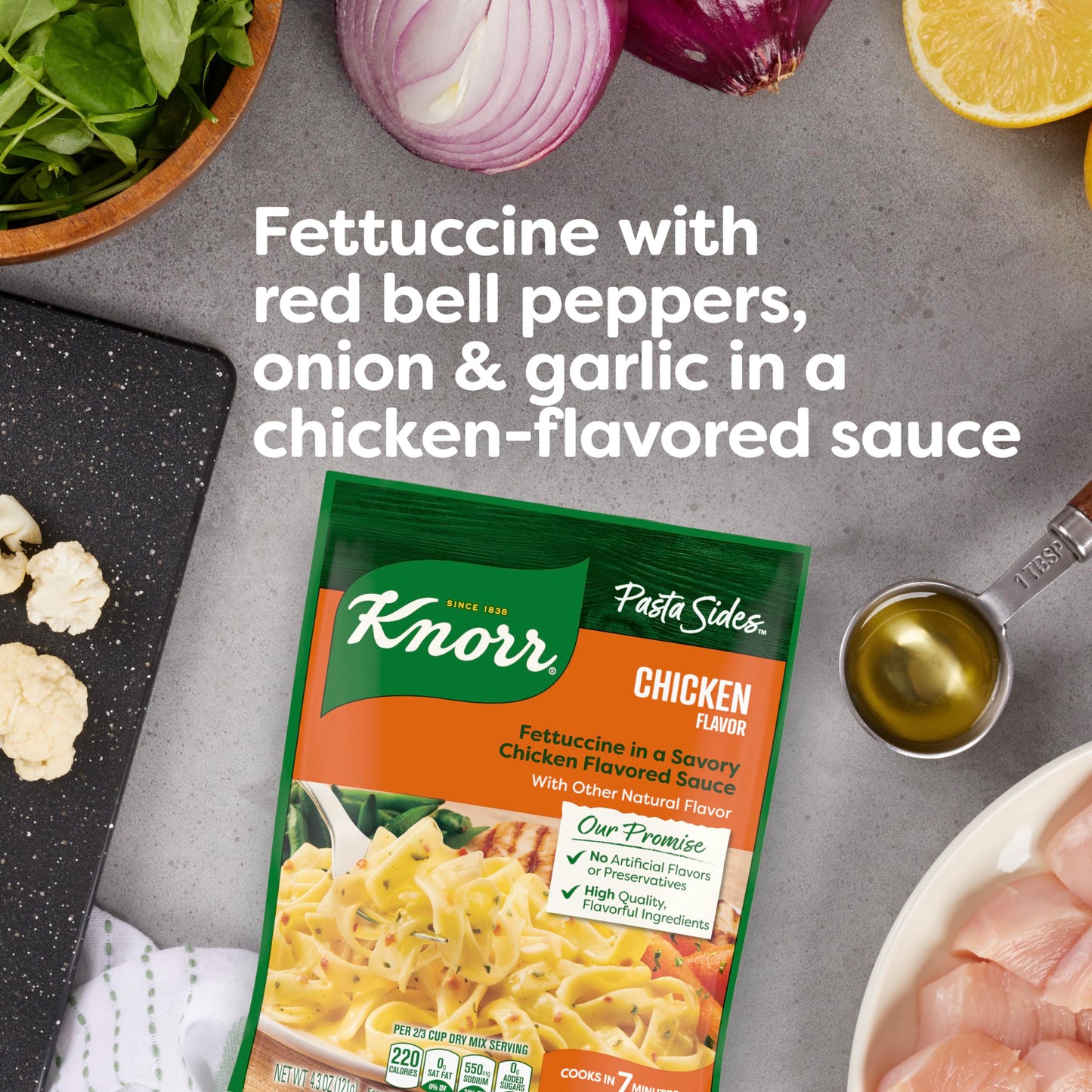 Knorr Pasta Sides Chicken Fettuccine Pack of 12 For Delicious Quick Pasta Side Dishes No Artificial Flavors or Preservatives 4.3 oz
