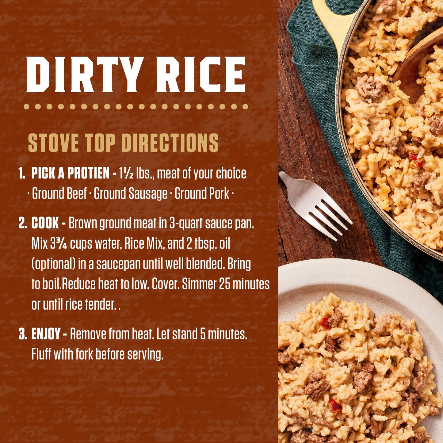 Zatarain's Rice Mix, Dirty Rice, Family Size, Gluten Free, No MSG Added, Long Grain White Rice, Onions and Bell Peppers with Cajun Seasonings, Made with Real Vegetables, 12 oz
