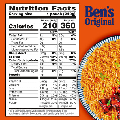Ben’s Original Ready Rice Chili Garlic Flavored Rice, Easy Dinner Side, 8.5 oz Pouch (Pack of 12)