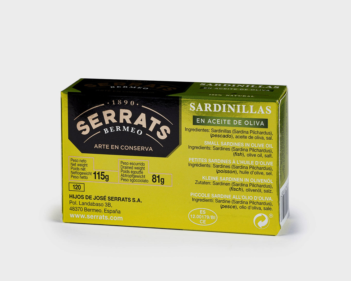 Baby Sardines in Olive Oil - 16/20 units, 1 tin x 4.1 oz