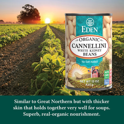 Eden Organic Cannellini White Kidney Beans, No Salt Added, 15-Ounce Cans (Pack of 12)