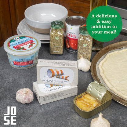 Codfish in Olive Oil and Garlic by Jose Gourmet, Wild Caught Portuguese Codfish, Canned Cod in Olive Oil, Omega 3, Fair Trade, 125g Can