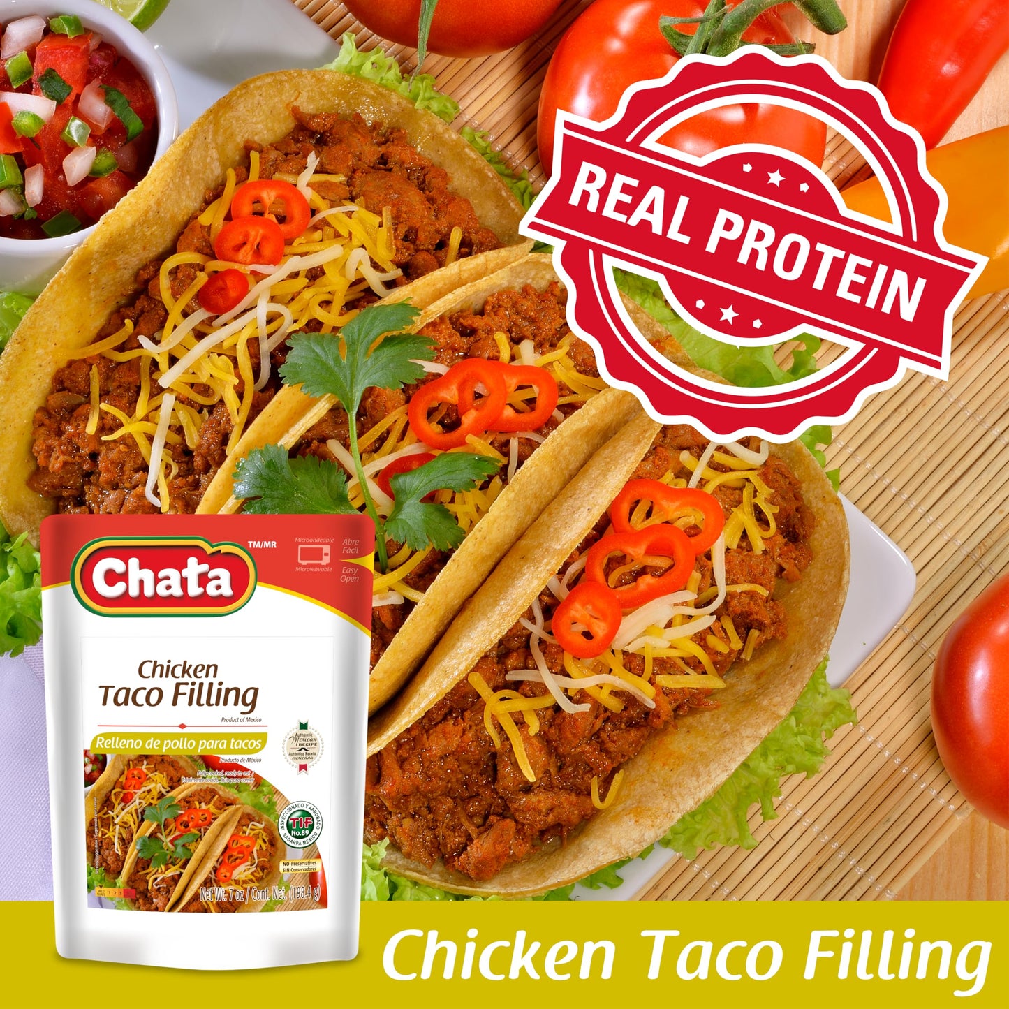 Chata Chicken Taco Filling Pouch 7 OZ