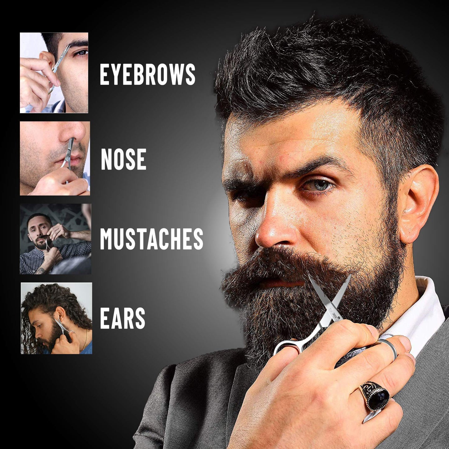 Beard Brush for Men with Beard & Mustache Comb Set, Beard Grooming & Care Kit, Natural Boar Bristle Brush, Dual Action Wood Comb, Grooming Scissors, and Travel Bag, Great Fathers Day, Dad & Men Gifts