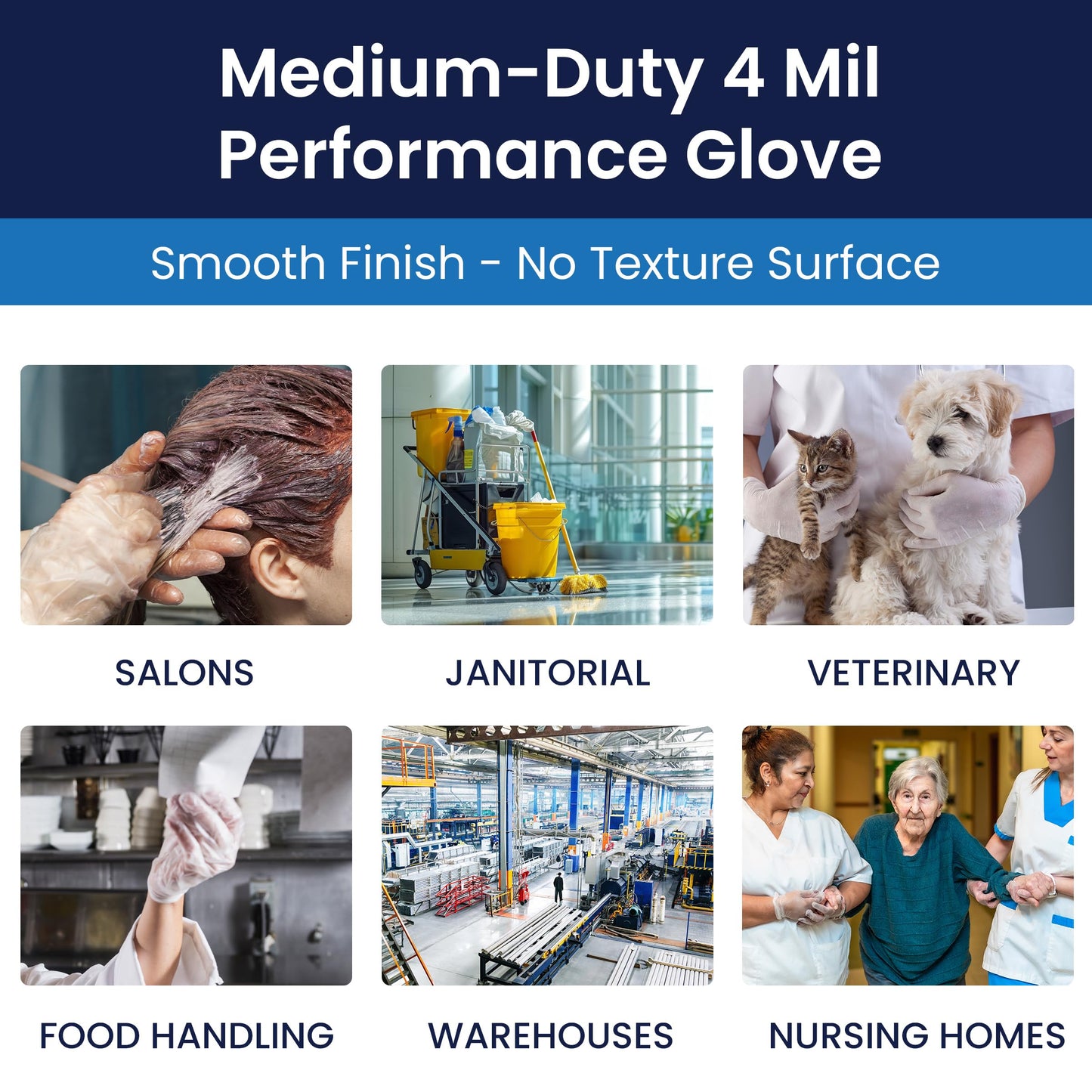 Adenna VPF 4-mil Vinyl Powder Free Exam Gloves, Clear, Small, Box of 100