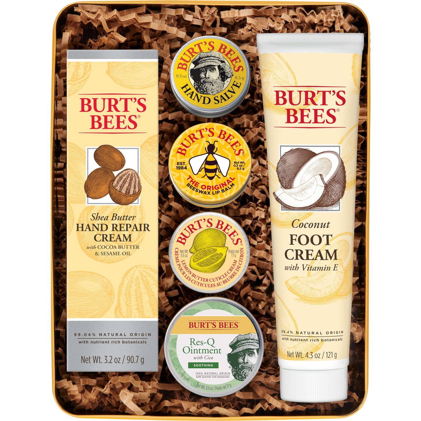 Burt's Bees Gifts Ideas - Classics Set, 6 Products in Giftable Tin – Cuticle Cream, Hand Salve, Lip Balm, Res-Q Ointment, Hand Repair and Foot Cream