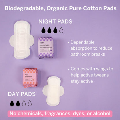 First Period Kit for Girls 9-12 - Ranked 1 for Comfortable & Organic Teen Pads - Tween Girls Trendy Stuff & Teen Girls Gifts - Biodegradable Absorbent Pads - Thoughtfully Designed for Tweens