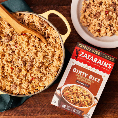 Zatarain's Rice Mix, Dirty Rice, Family Size, Gluten Free, No MSG Added, Long Grain White Rice, Onions and Bell Peppers with Cajun Seasonings, Made with Real Vegetables, 12 oz
