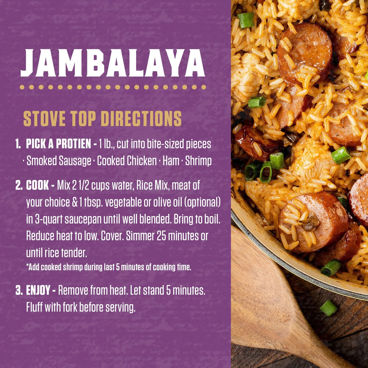 Zatarain's Rice Mix, Jambalaya, Long Grain Rice with Onions, Bell Peppers, Garlic, Paprika, and Red Peppers, Just Add Meat for Easy-Prep, New Orleans Style Rice Meal, 8 oz
