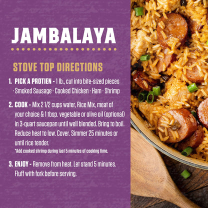 Zatarain's Rice Mix, Jambalaya, Long Grain Rice with Onions, Bell Peppers, Garlic, Paprika, and Red Peppers, Just Add Meat for Easy-Prep, New Orleans Style Rice Meal, 8 oz