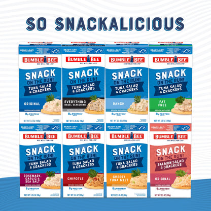 Bumble Bee Snack On The Run! Protein Snack Pack - 8g Protein per Box - Original Tuna Salad with Crackers Kit - Ready to Eat Easy-Open Can - Wild Caught MSC-Certified Tuna (Pack of 12)