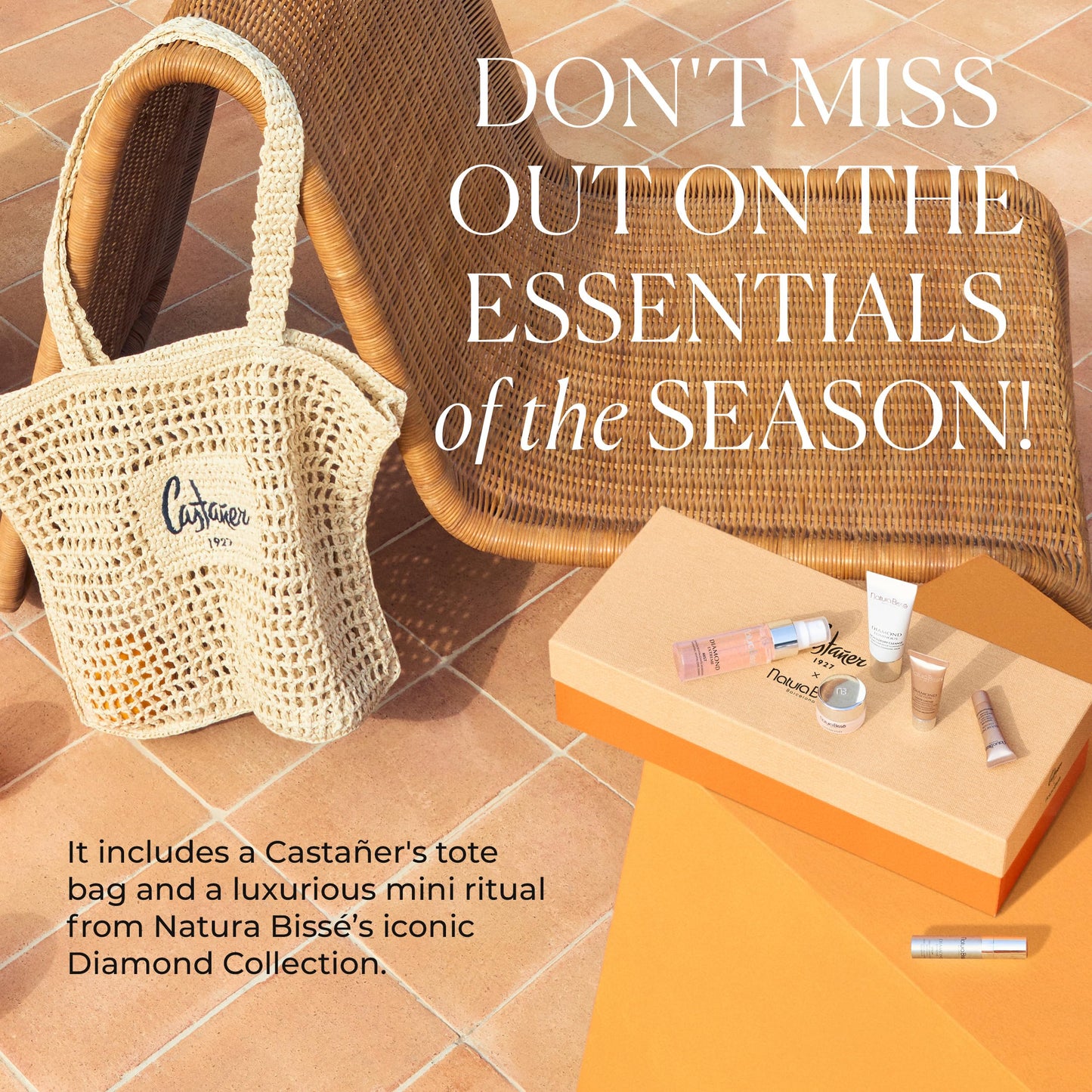 Castañer x Natura Bissé Skincare Discovery Set, A Complete 6-piece Routine In An Exclusive Raffia Tote Bag