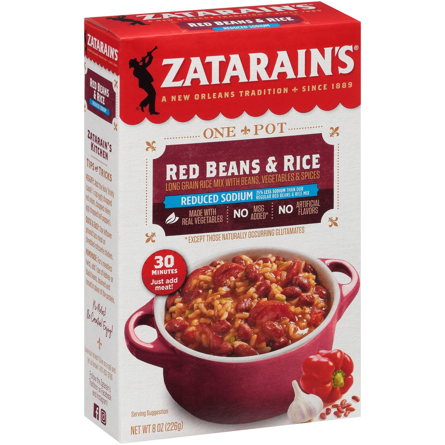 Zatarain's Reduced Sodium Red Beans & Rice Mix, 8 oz (Pack of 8)