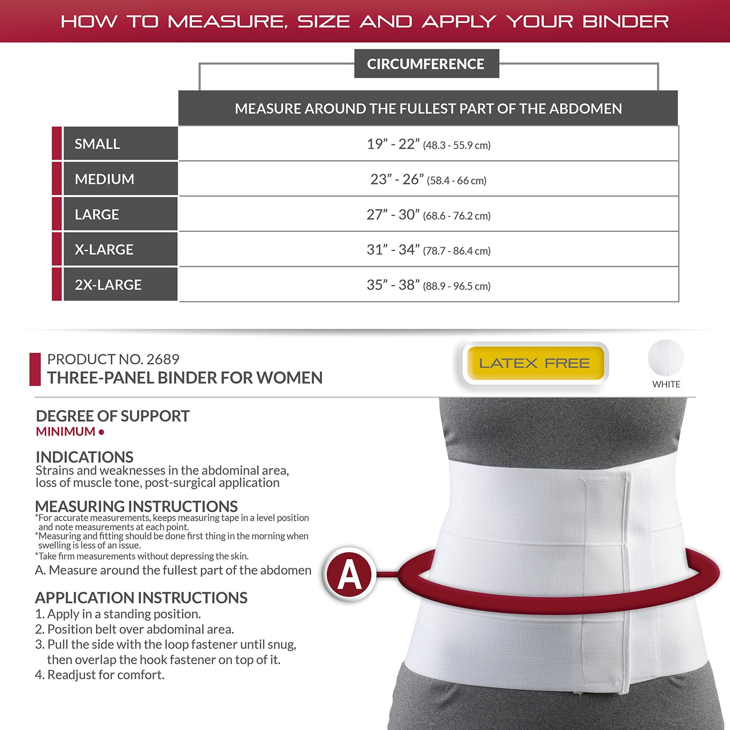 OTC Abdominal Binder for Women, Three-Panel Body, 9-Inch Elastic