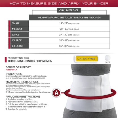 OTC Abdominal Binder for Women, Three-Panel Body, 9-Inch Elastic