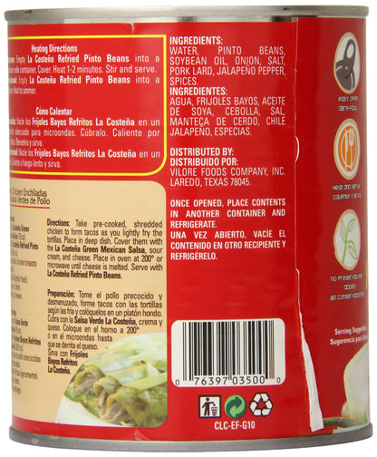 La Costena Pinto Beans, Refried, 1.8 Pound (Pack of 12)