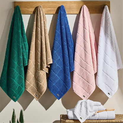 Lacoste Croc Scale 100% Cotton Towels – Highly Absorbent & Quick Drying, Premium Super Soft Bath Towel, Bathroom Essential, Gift for All Occasions, Machine Washable, Surf Blue, 13" x 13" Wash Cloth