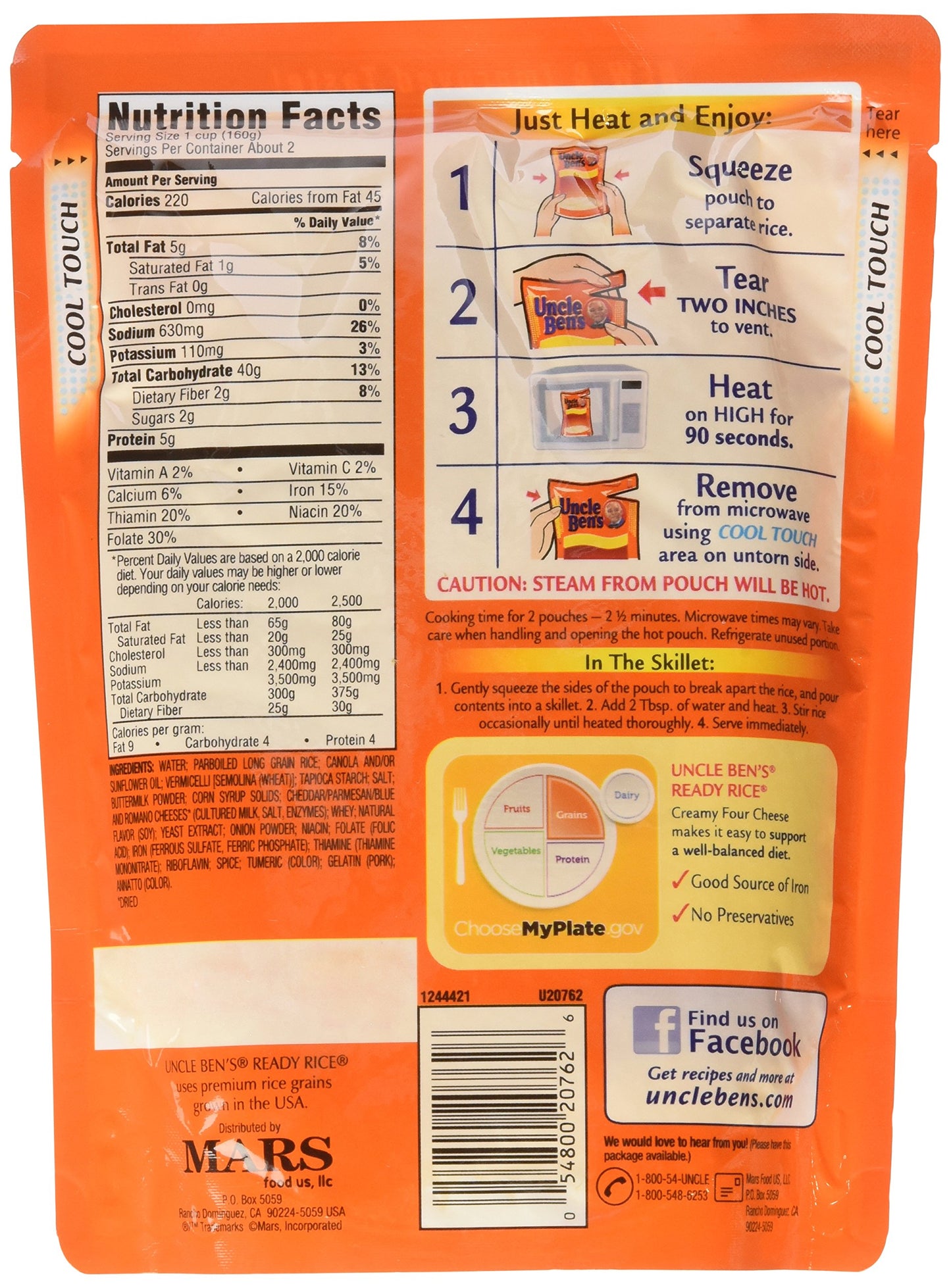 Uncle Ben's, Ready Rice, Creamy Four Cheese, 8.5oz Pouch (Pack of 6)