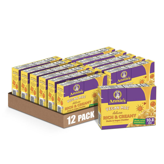 Annie's Deluxe Shells Pasta and Vegan Cheddar Style Sauce, Organic, 10.8 oz (Pack of 12)