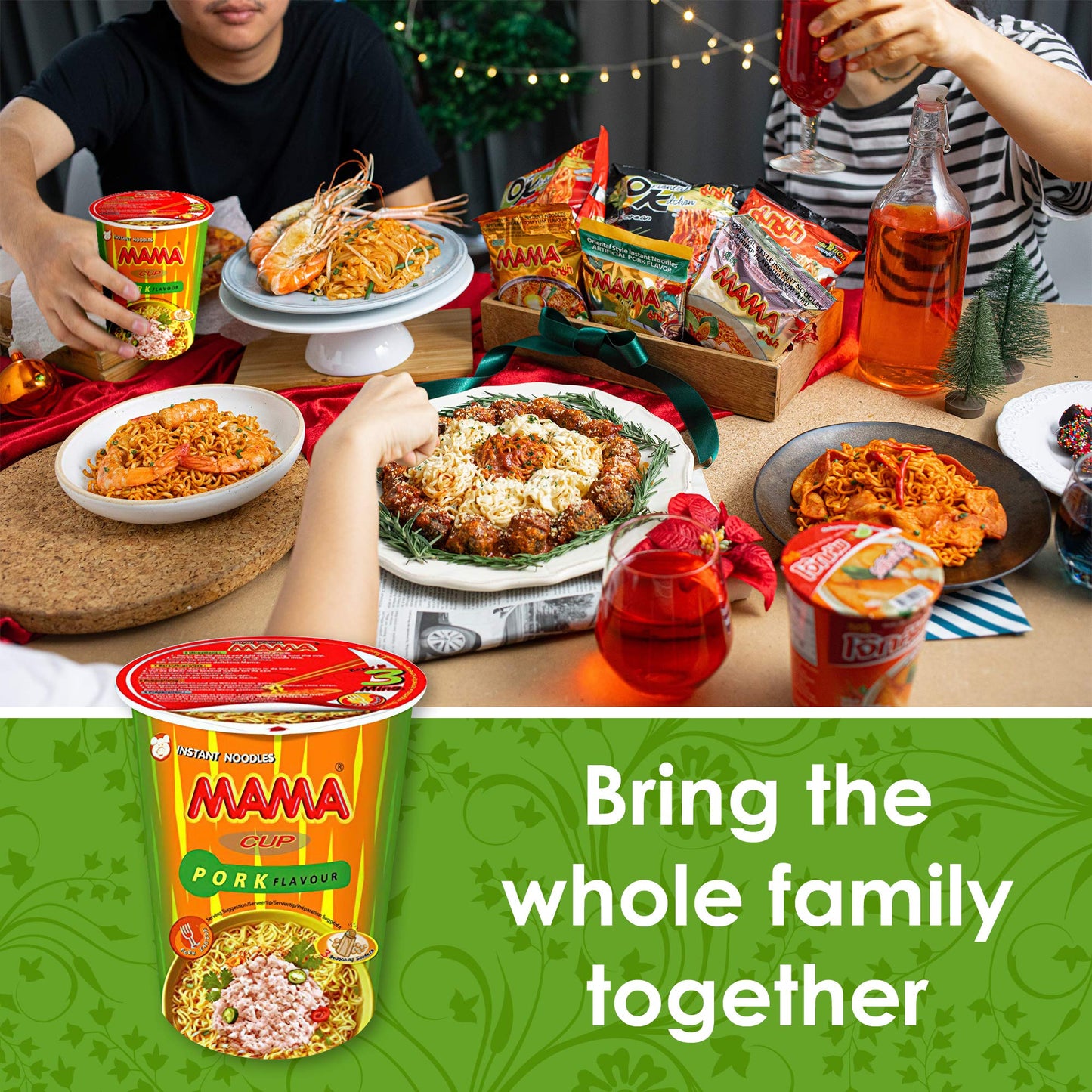 MAMA Noodles PORK Instant Cup of Noodles with Delicious Thai Flavors, Hot And Spicy Noodles with Pork Soup Base, No Trans Fat with Fewer Calories Than Deep Fried Noodles (Pork Flavor, 6 Pack)