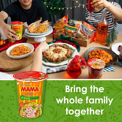 MAMA Noodles PORK Instant Cup of Noodles with Delicious Thai Flavors, Hot And Spicy Noodles with Pork Soup Base, No Trans Fat with Fewer Calories Than Deep Fried Noodles (Pork Flavor, 6 Pack)
