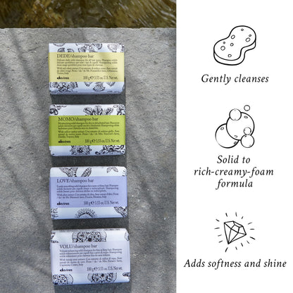 Davines Cleansing Bar, Solid Cleansing Shampoo Bar, Body Wash Bar, Packed in 100% FSC Paper Wrapper, Recyclable, and Aluminium Case Holder