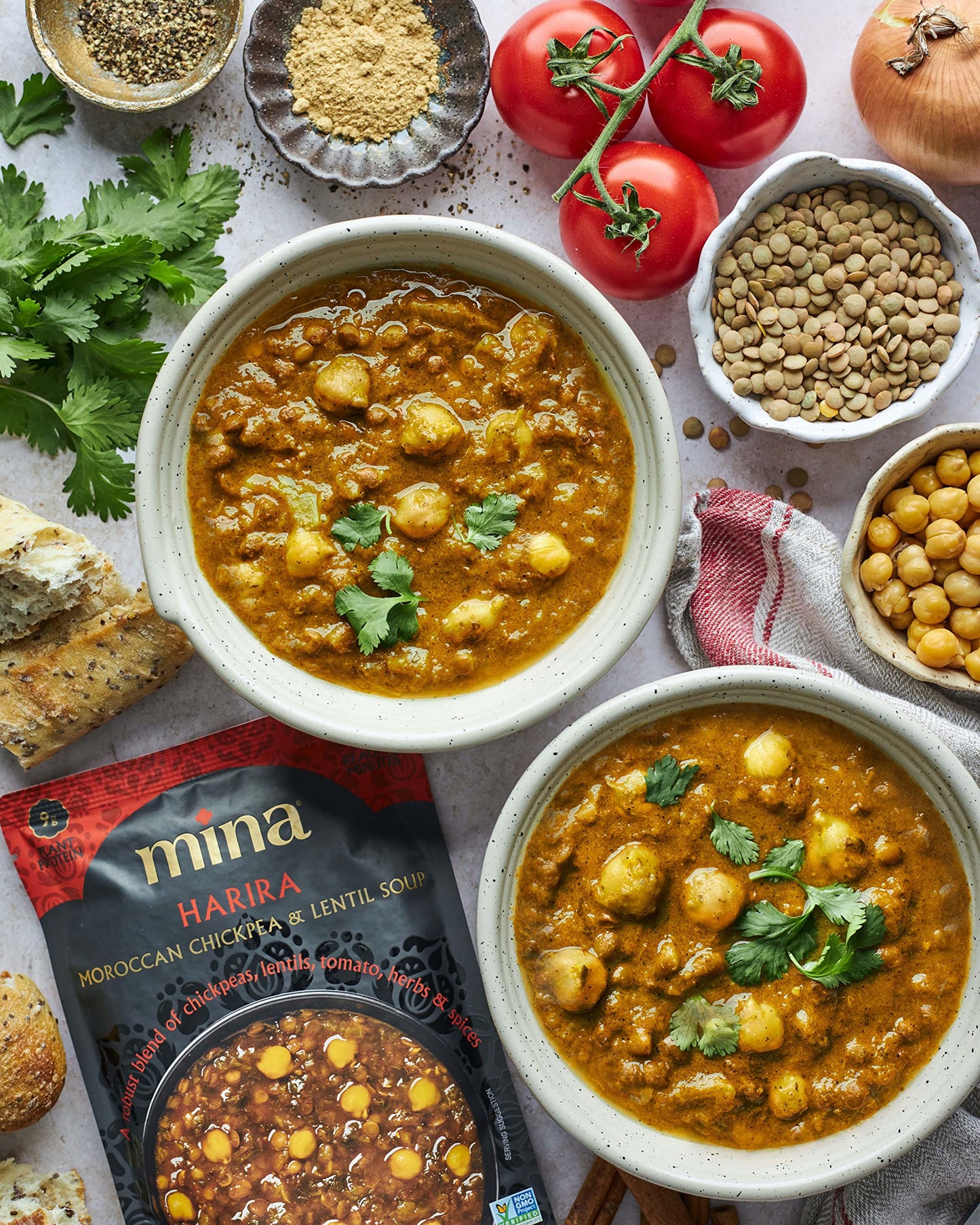 Mina Moroccan Lentils, Chickpeas, White Beans & Harira - Healthy Snacks Variety Pack of 8 (10 oz), Lentils Ready to Eat, Vegan Protein, Gluten-Free Instant Food, Microwave Meals, Non-GMO, Kosher