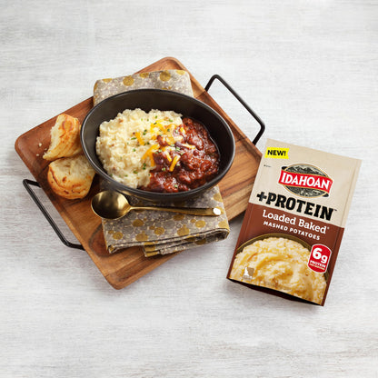 Idahoan Loaded Baked +Protein Mashed Potatoes, Naturally Gluten-Free, 100% Real Idaho Potatoes, 4 servings per bag, 4.6 ounce (Pack of 10)